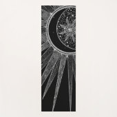 Elegantes Silver Sun Moon Mandala Schwarzes Design Yogamatte (Vorderseite)
