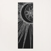 Elegantes Silver Sun Moon Mandala Schwarzes Design Yogamatte (Rückseite)