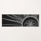 Elegantes Silver Sun Moon Mandala Schwarzes Design Yogamatte (Vorderseite (Horizontal))