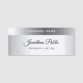 Elegantes Silver Template Moderner Handschrift Namensschild (Vorderseite)