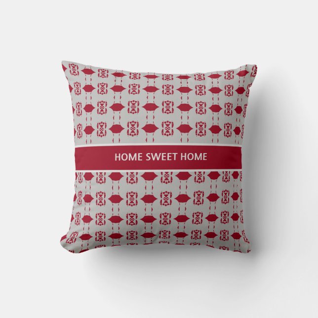 Elegantes Silver- und Burgundy-Muster Kissen (Vorderseite)