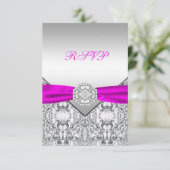 Elegantes Silver und Fuchsia UAWG RSVP Karte (Stehend Vorderseite)