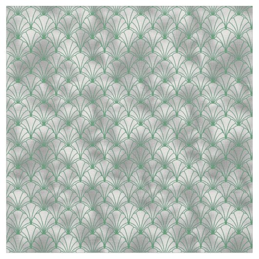 Elegantes Silver und Grünes Déco Stoff (Nahaufnahme)