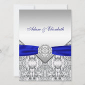 Elegantes Silver und Royal Blue Wedding Einladunge Einladung (Vorderseite)