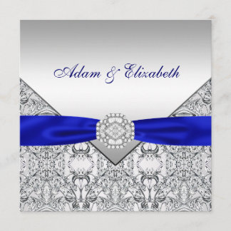 Elegantes Silver und Royal Blue Wedding Einladunge Einladung