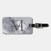 Elegantes Silver und Schwarz Monogramat Gepäckanhänger (Vorderseite horizontal)