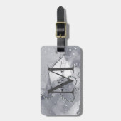 Elegantes Silver und Schwarz Monogramat Gepäckanhänger (Vorderseite vertikal)