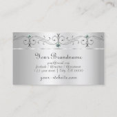 Elegantes Silver Verziert Squiggled Jewels Monogra Visitenkarte (Rückseite)
