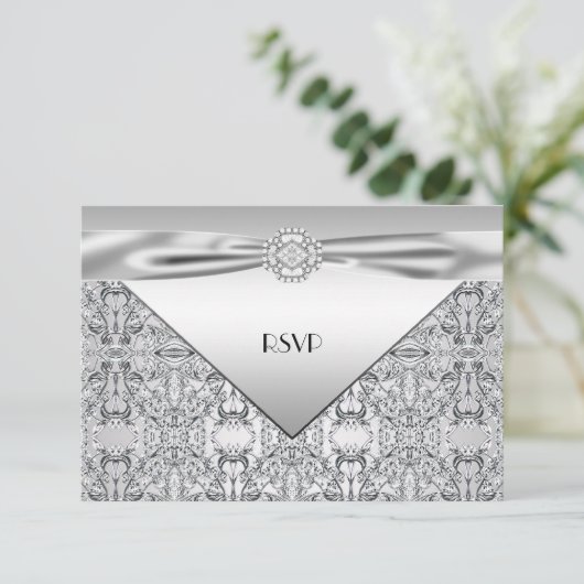 Elegantes Silver Wedding Anniversary Party UAWG RSVP Karte (Stehend Vorderseite)