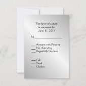 Elegantes Silver Wedding RSVP mit Menü (Vorderseite)