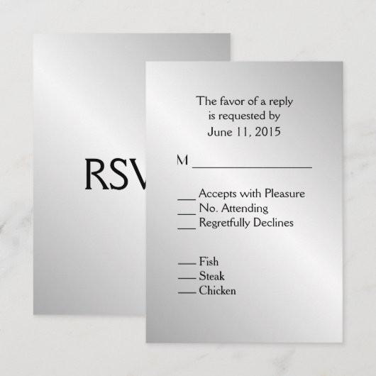 Elegantes Silver Wedding RSVP mit Menü (Vorne/Hinten)