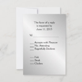 Elegantes Silver Wedding RSVP mit Menü Karte