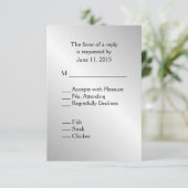Elegantes Silver Wedding RSVP mit Menü Karte (Stehend Vorderseite)