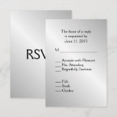 Elegantes Silver Wedding RSVP mit Menü Karte (Vorne/Hinten)