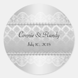 Elegantes Silver Wedding Sticker Monogramm mit Per