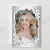 Elegantes Silver White Foto 50. Geburtstag Einladung (Rückseite)