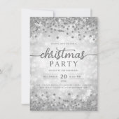 Elegantes Silver Winter Diamonds Weihnachts-Party Einladung (Vorderseite)