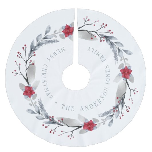 Elegantes Silver Wreath Festival Polyester Weihnachtsbaumdecke (Vorderseite)