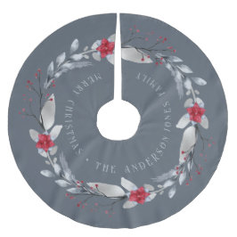 Elegantes Silver Wreath Festival Polyester Weihnachtsbaumdecke