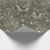 Elegantes Silvery Gray, Blau & Elfenbeinblumen & B Geschenkpapier (Ecke)