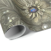 Elegantes Silvery Gray, Blau & Elfenbeinblumen & B Geschenkpapier (Rolleneckpunkt)