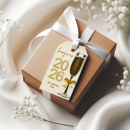 Elegantes Silvester Champagner Geschenkanhänger