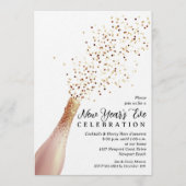 Elegantes Silvester mit Champagner Einladung (Vorderseite)