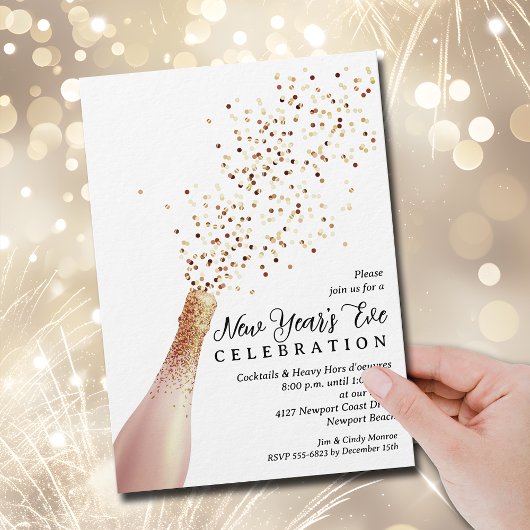 Elegantes Silvester mit Champagner Einladung