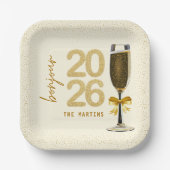 Elegantes Silvester mit Champagner Pappteller (Vorderseite)
