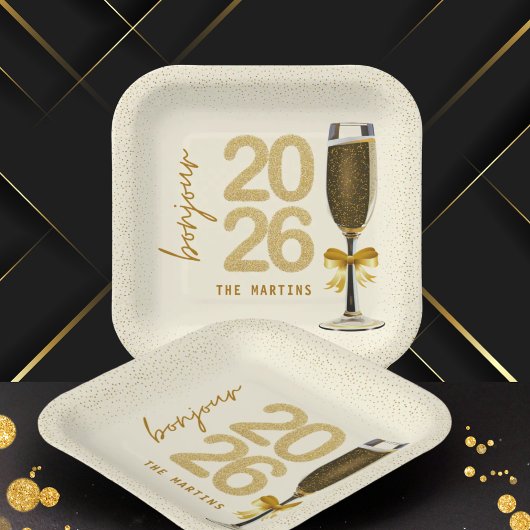 Elegantes Silvester mit Champagner Pappteller