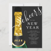 Elegantes Silvester-Party Einladung (Vorderseite)