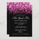 Elegantes Silvester Party Fallende rosa Sterne Einladung (Vorne/Hinten)