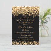Elegantes Silvester Party Gold Glimmerlicht Einladung (Stehend Vorderseite)