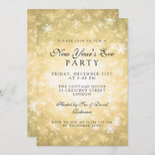Elegantes Silvester Party Gold Winter Einladung (Vorne/Hinten)