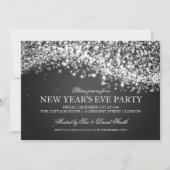 Elegantes Silvester Party Sparkling Wave Black Einladung (Vorderseite)