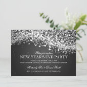 Elegantes Silvester Party Sparkling Wave Black Einladung (Stehend Vorderseite)