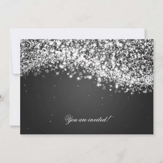 Elegantes Silvester Party Sparkling Wave Black Einladung (Rückseite)