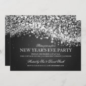 Elegantes Silvester Party Sparkling Wave Black Einladung (Vorne/Hinten)