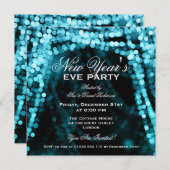 Elegantes Silvester Party String Lights Turquois Einladung (Vorne/Hinten)