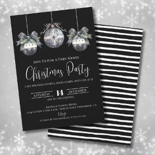 Elegantes Simple Black Christmas Party Einladung