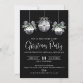 Elegantes Simple Black Christmas Party Einladung (Vorderseite)