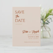 Elegantes Simple Boho Chic Foto Moderne Hochzeit Save The Date (Stehend Vorderseite)