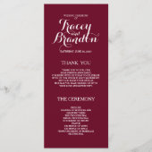 Elegantes Simple Burgundy Red Custom Wedding Progr Programm (Vorderseite)