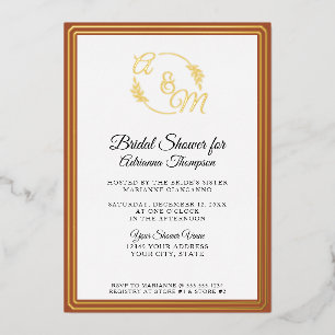 Elegantes Simple Burnt Orange Gold Brautparty Folieneinladung