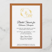 Elegantes Simple Burnt Orange Gold Brautparty Folieneinladung (Vorderseite)