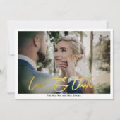 Elegantes Simple Calligraphy Monogram Wedding Foto Dankeskarte (Vorderseite)