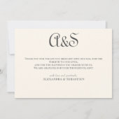 Elegantes Simple Calligraphy Monogram Wedding Foto Dankeskarte (Rückseite)