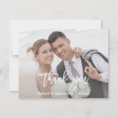 Elegantes Simple Foto Wedding Typografy Dankeskarte (Vorderseite)