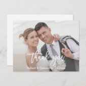Elegantes Simple Foto Wedding Typografy Dankeskarte (Vorne/Hinten)