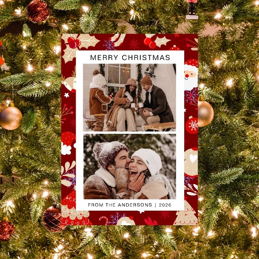 Elegantes Simple Frame Weihnachtsfamilie 1 Foto Feiertagskarte